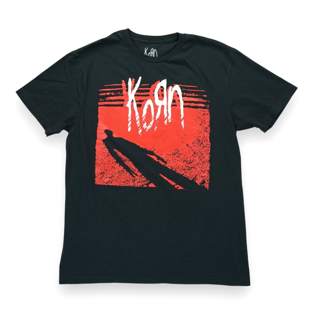 Korn Logo Graphic T-Shirt Men's Black Metal Band Music Short Sleeve Size Medium